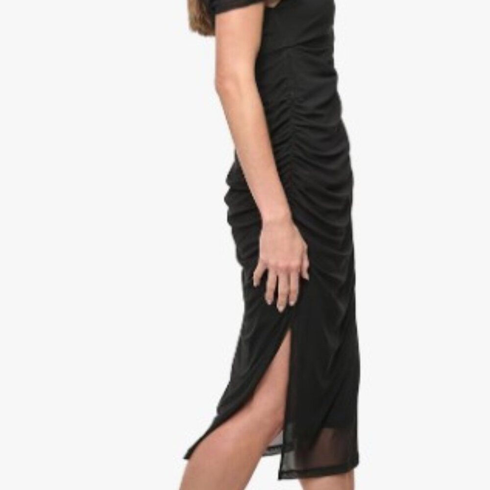NWT DKNY Women's One Shoulder Asymmetric Neck Side Slit Bodycon Midi Dress Sz 14 - Picture 7 of 13